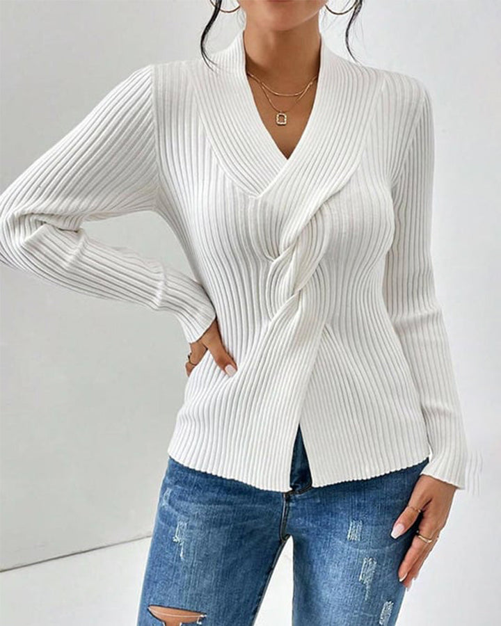 Fatima | Elegant Ribbed Wrap Sweater