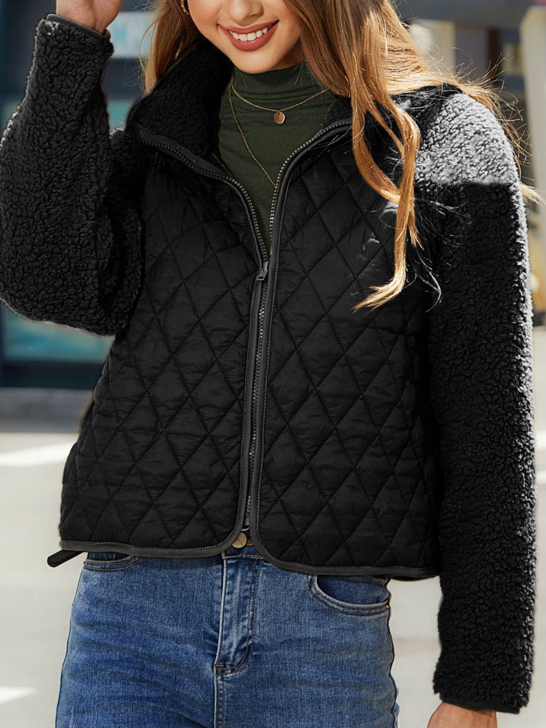 Women's Quilted Jacket - Sherpa Lined - Zip Closure - Warm & Stylish Outerwear