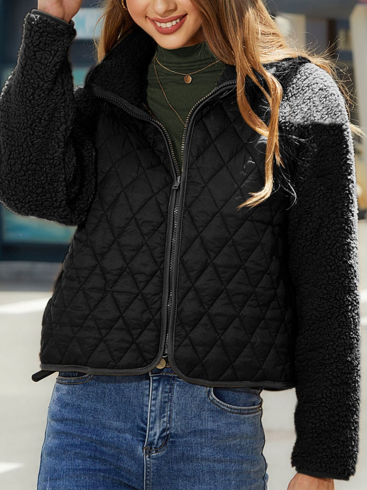 Women's Quilted Jacket - Sherpa Lined - Zip Closure - Warm & Stylish Outerwear