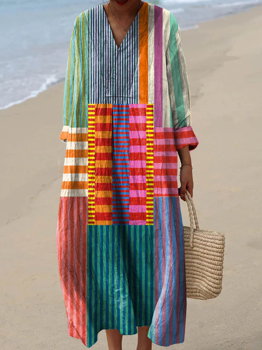 Lily | Women's Vintage Geometric Pattern Art Print Dress