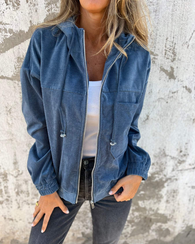 Sophie | Corduroy Hooded Jacket with Zipper