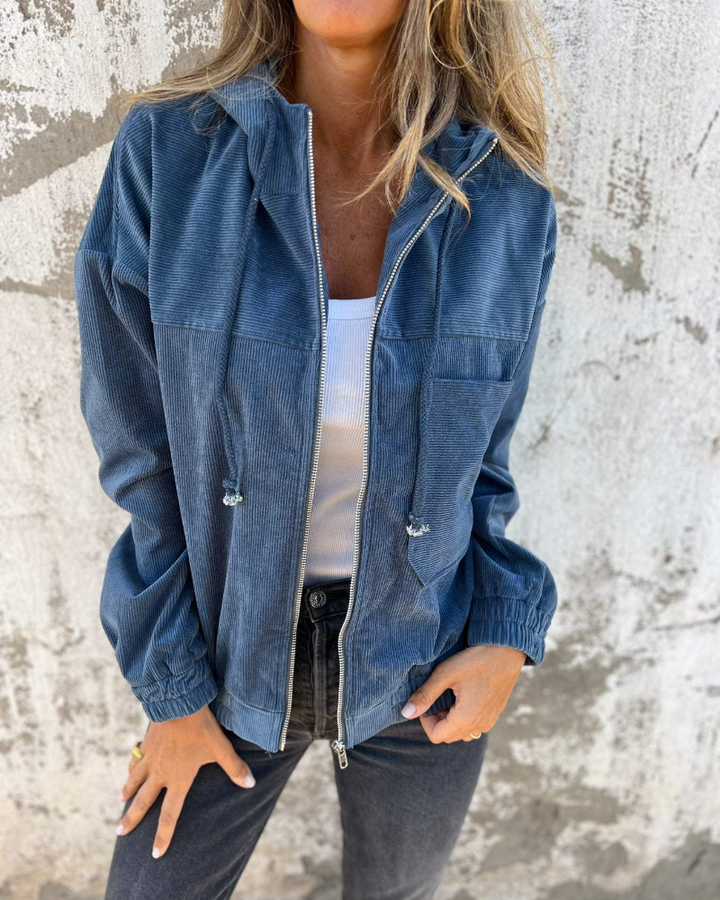 Sophie | Corduroy Hooded Jacket with Zipper