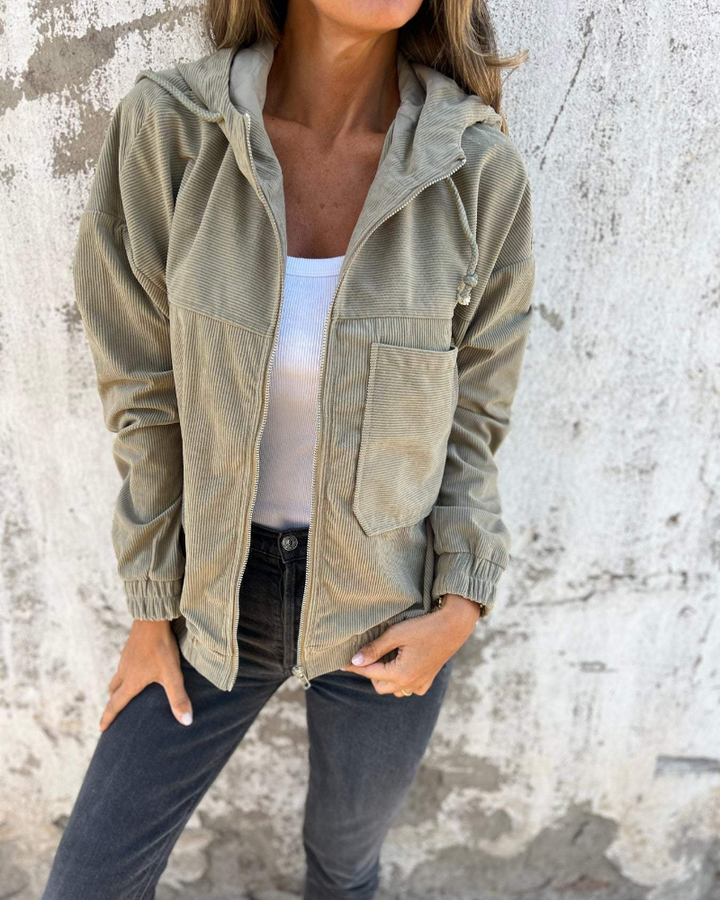 Sophie | Corduroy Hooded Jacket with Zipper