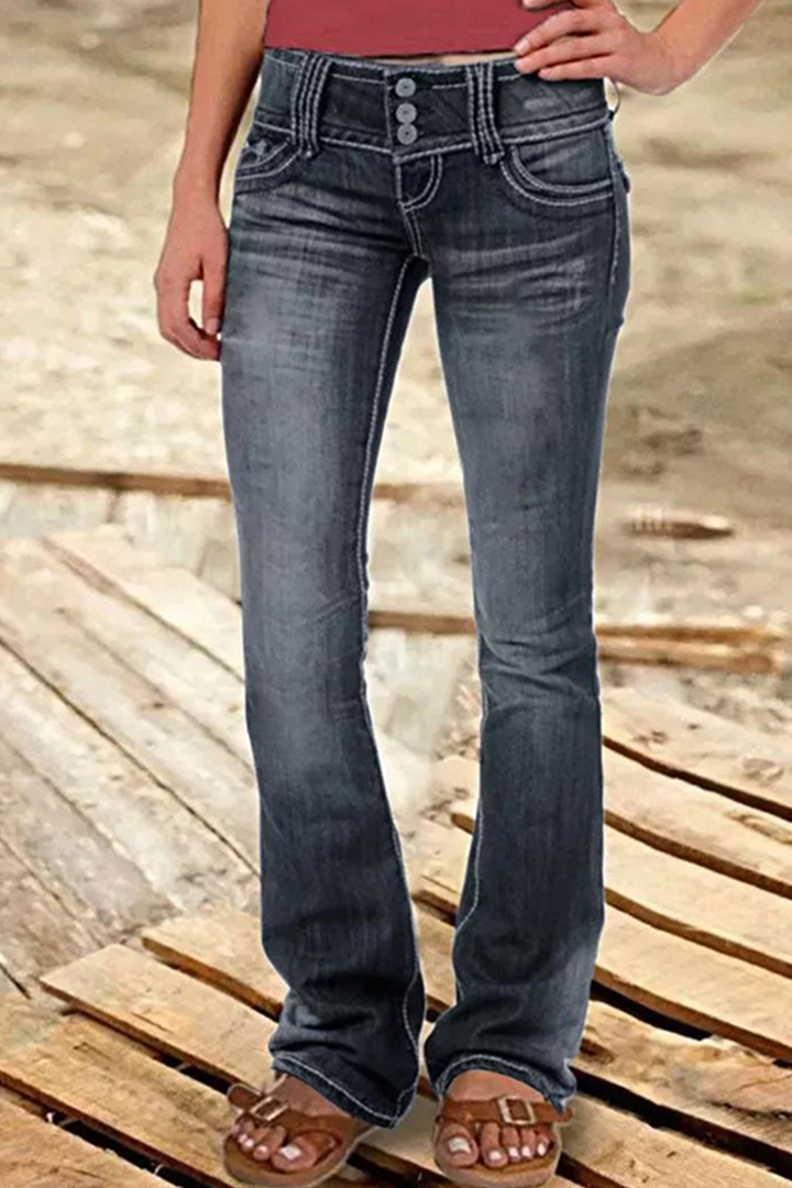 Women's ripped high waisted bootcut denim jeans