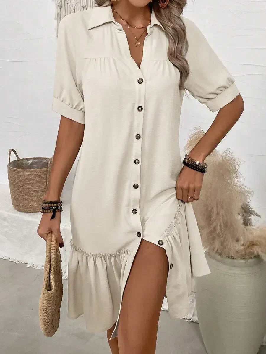 Isabella™ Button-Down Ruffle Hem Dress