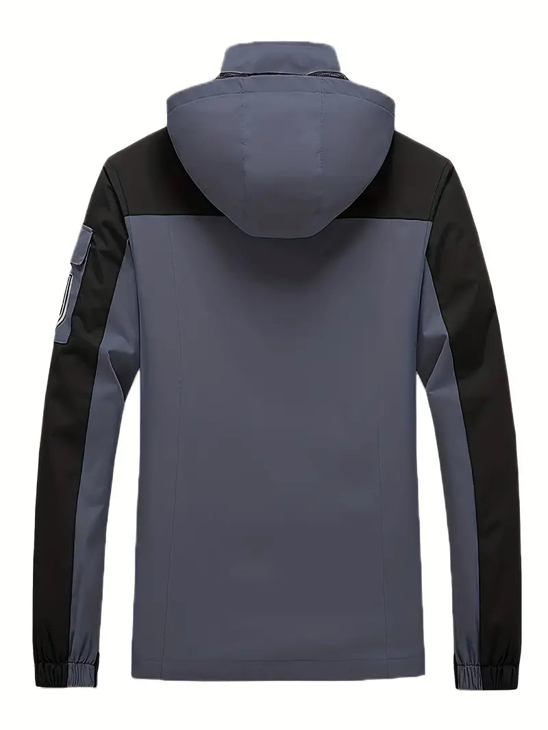 Men's Outdoor Jacket - Waterproof & Windproof - Hooded - Multi-Pocket - Full Zip