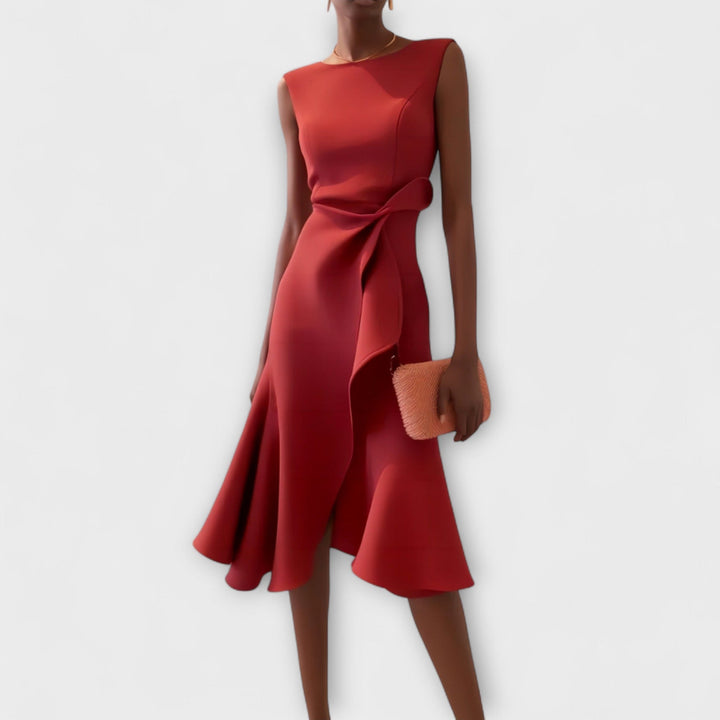 Victoria™ – Draped Asymmetrical Midi Dress