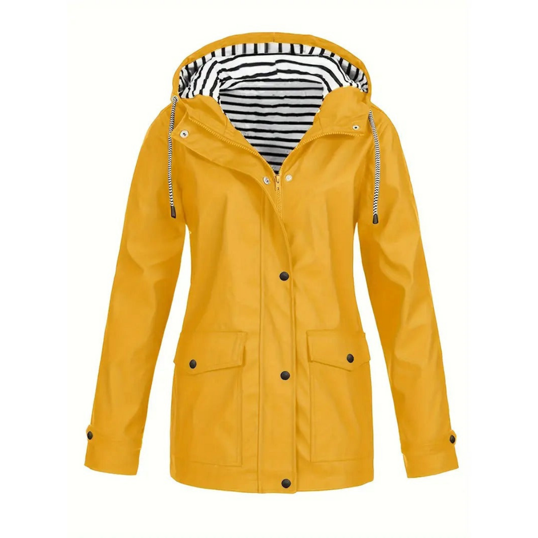 Women’s Raincoat – Relaxed Fit – Adjustable Hood – Mid-Length Outdoor Wear