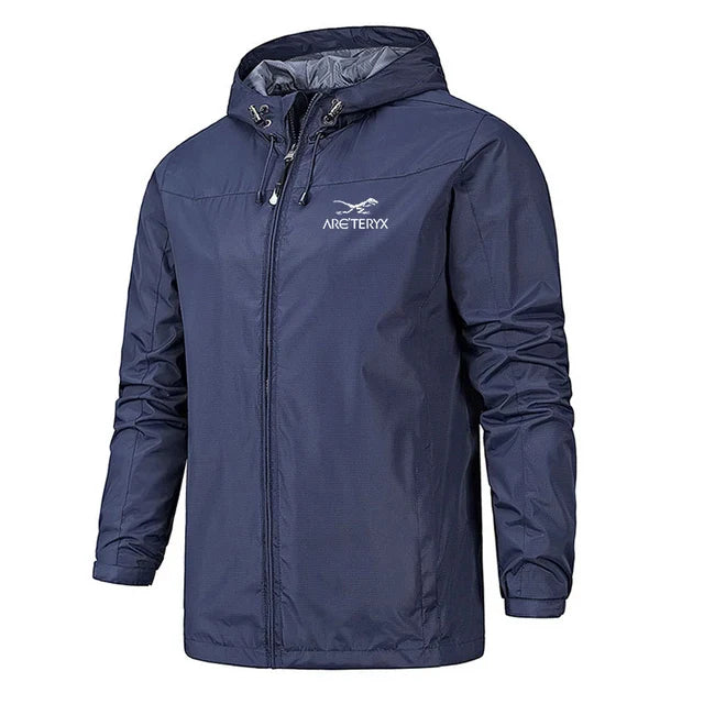 Men’s Hooded Windbreaker - Lightweight Zip-Up Jacket - Water-Resistant Casual Outerwear
