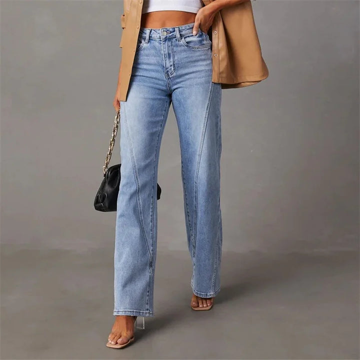 Women's Wide-Leg Jeans - High-Waisted - Relaxed Fit - Classic Five-Pocket Design