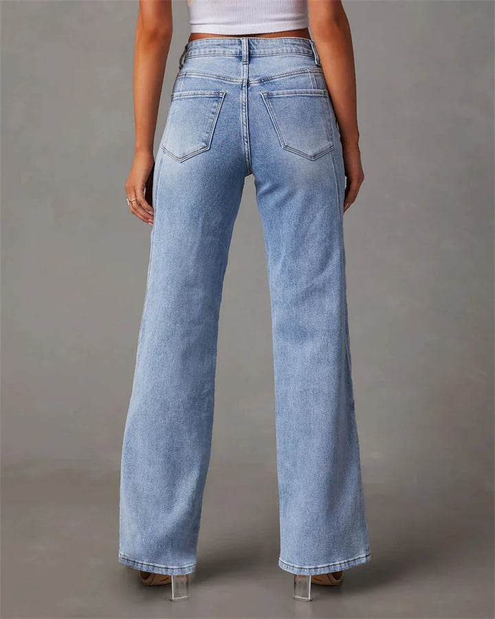 Women's Wide-Leg Jeans - High-Waisted - Relaxed Fit - Classic Five-Pocket Design
