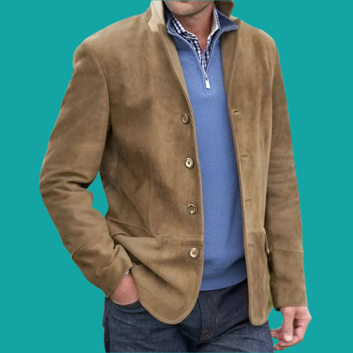 Men’s Casual Jacket – Regular Fit – Stand Collar – Button Front