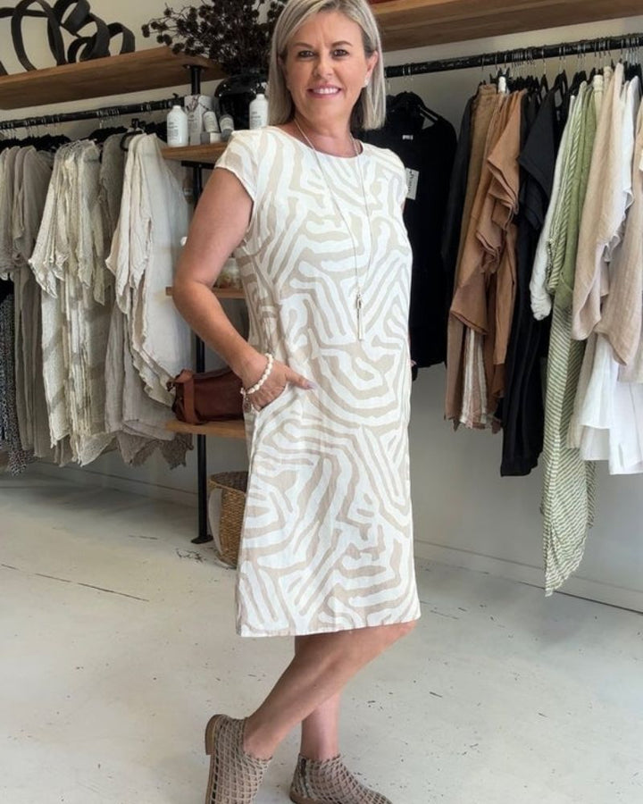 Elizabeth™ – Summer Dress with Round Neck and Beautiful Print