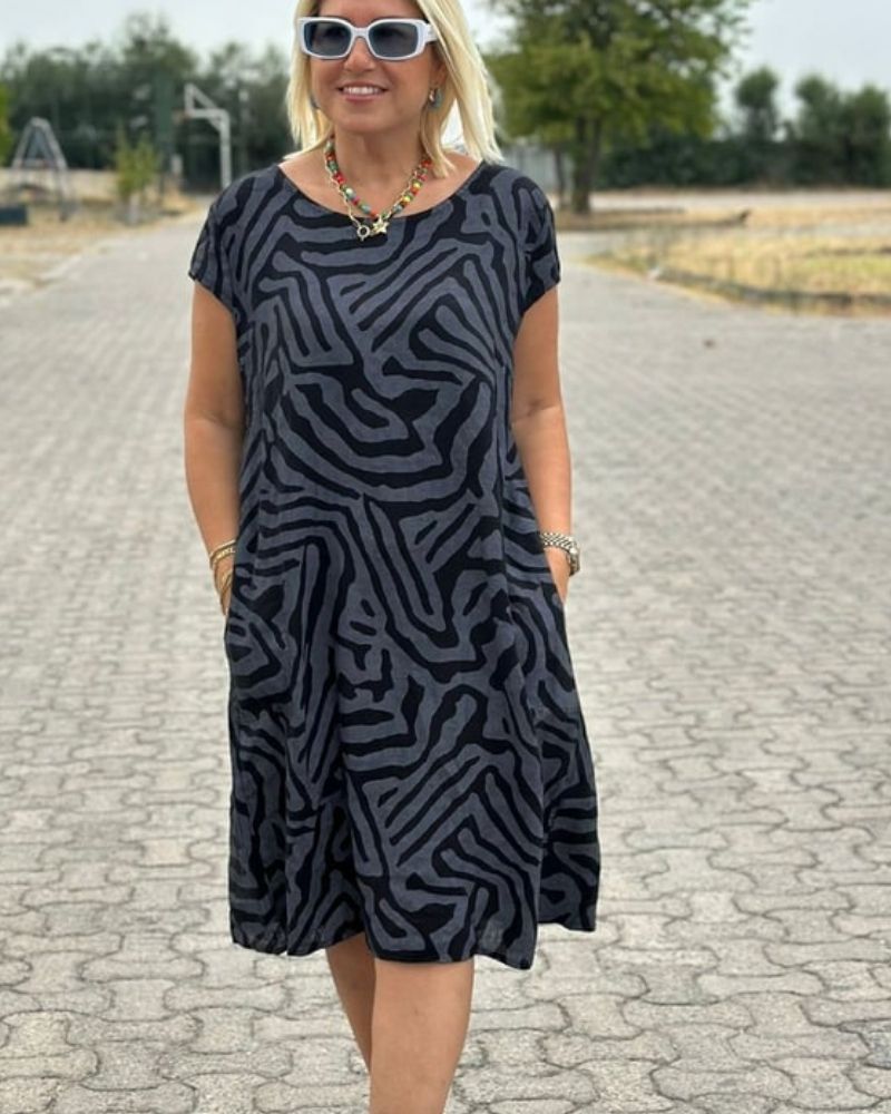 Elizabeth™ – Summer Dress with Round Neck and Beautiful Print
