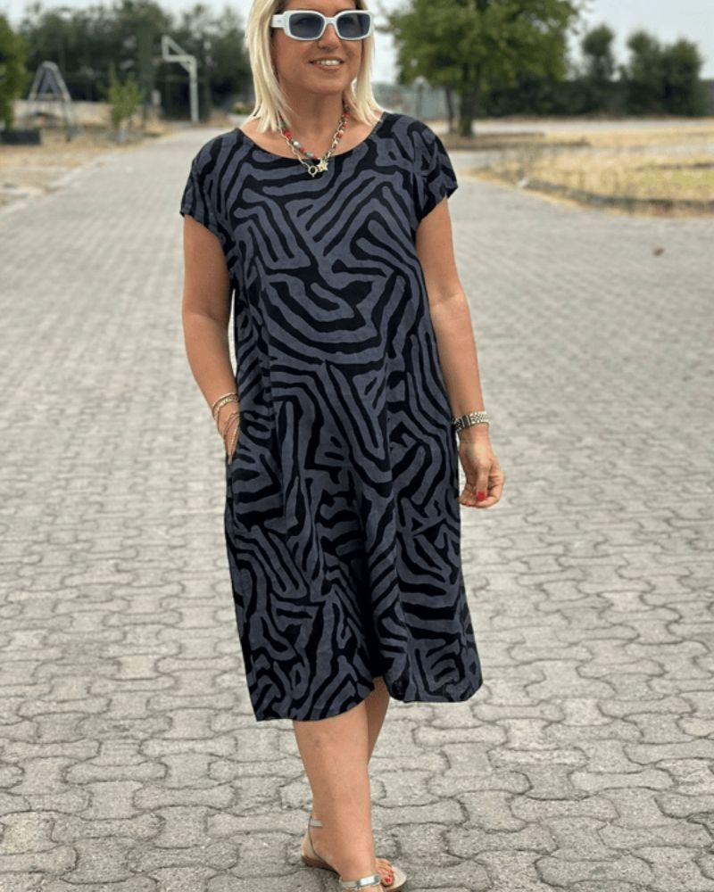 Elizabeth™ – Summer Dress with Round Neck and Beautiful Print