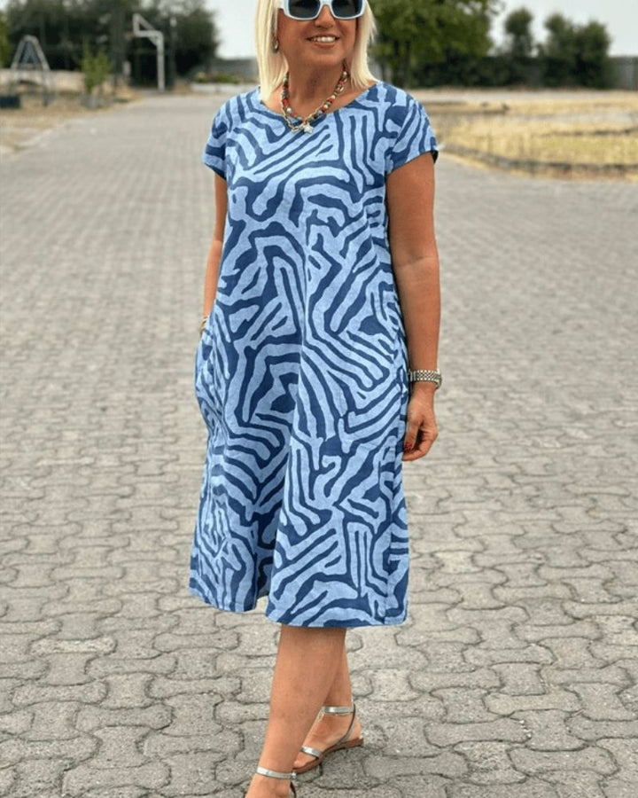 Elizabeth™ – Summer Dress with Round Neck and Beautiful Print