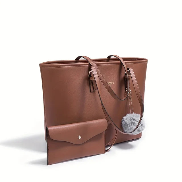 Women's Elegant Large Capacity Tote Shoulder Bag - Versatile Everyday
