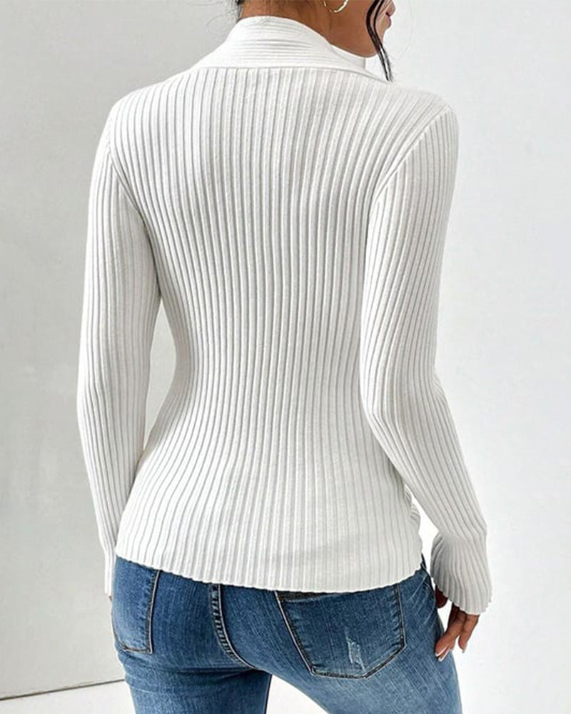 Fatima | Elegant Ribbed Wrap Sweater