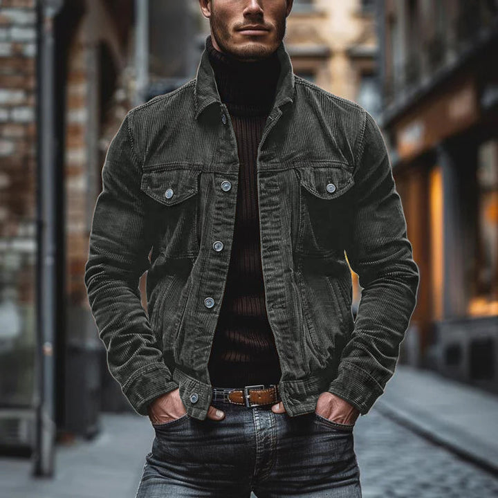 Men’s Jacket – Structured Fit – Lapel Collar – Buttoned Front – Chest Pockets