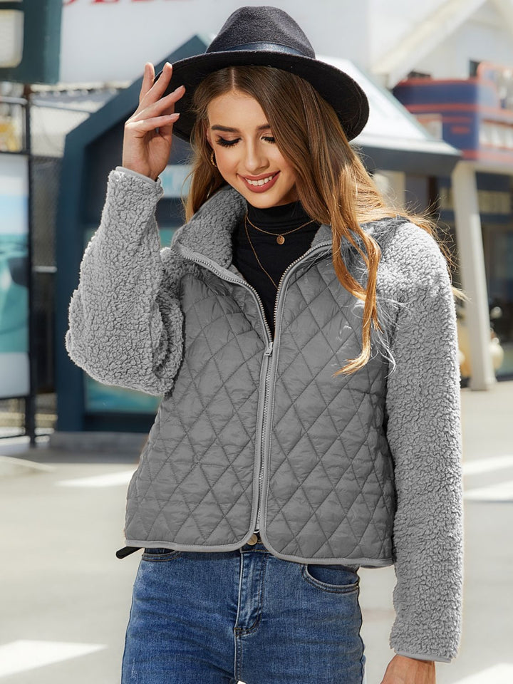 Women's Quilted Jacket - Sherpa Lined - Zip Closure - Warm & Stylish Outerwear