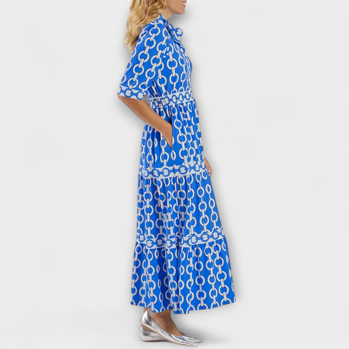 ALICE | Flowy Midi Dress with Elegant Collar