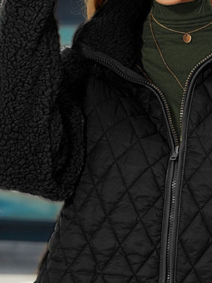 Women's Quilted Jacket - Sherpa Lined - Zip Closure - Warm & Stylish Outerwear