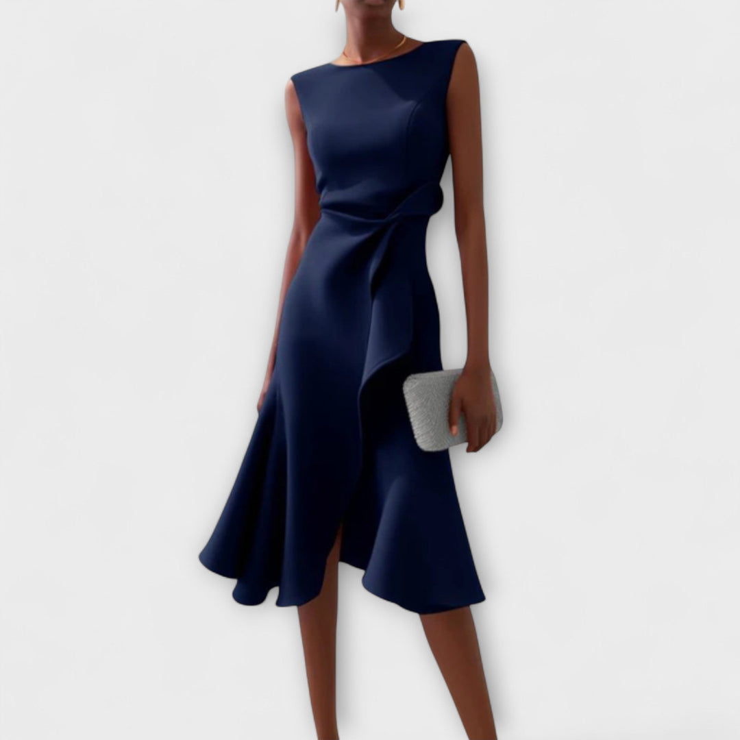 Victoria™ – Draped Asymmetrical Midi Dress