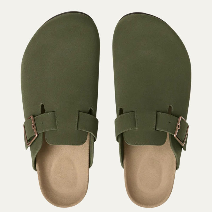 The Amalfi Green Suede Clogs for Men — Relaxed Old Money Style