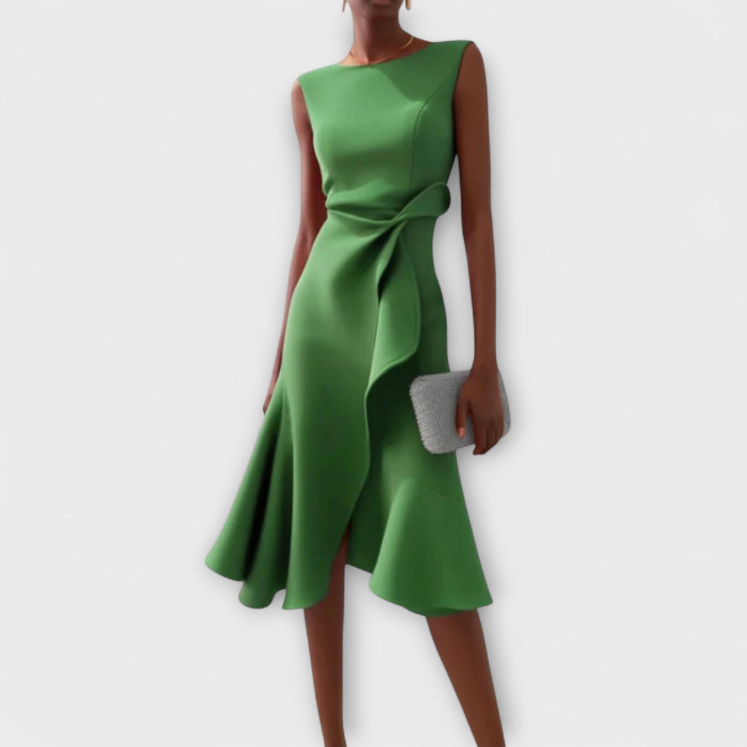Victoria™ – Draped Asymmetrical Midi Dress