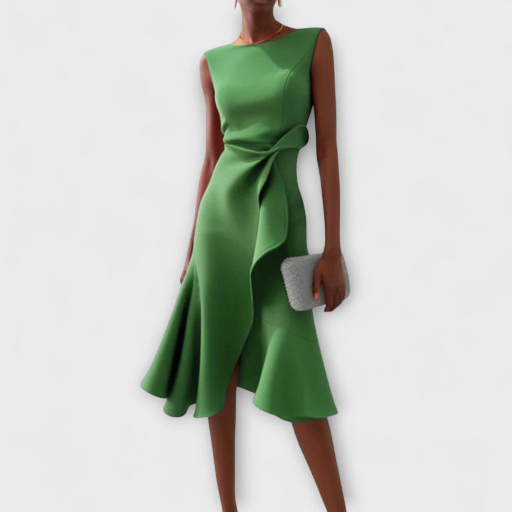 Victoria™ – Draped Asymmetrical Midi Dress