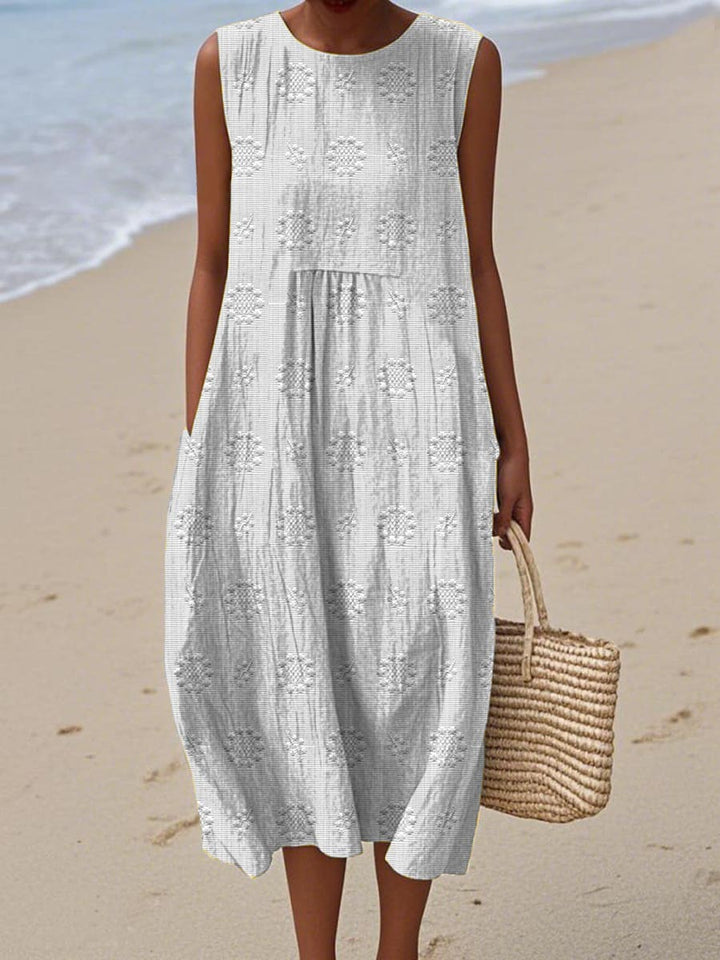 Helen– Elegant sleeveless cotton dress with pockets