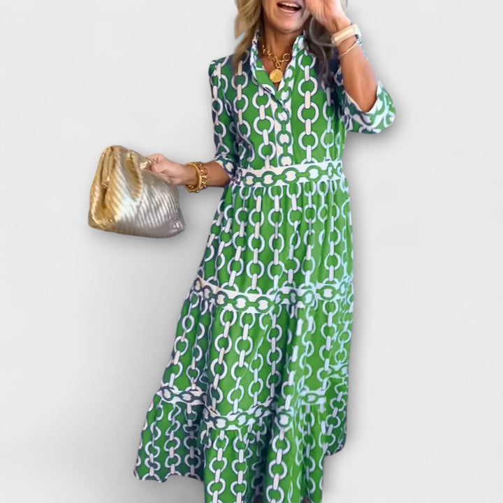 ALICE | Flowy Midi Dress with Elegant Collar