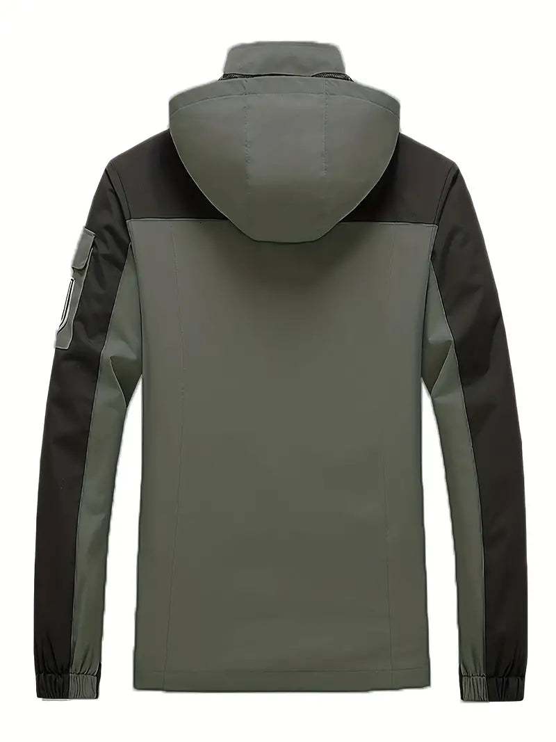 Men's Outdoor Jacket - Waterproof & Windproof - Hooded - Multi-Pocket - Full Zip