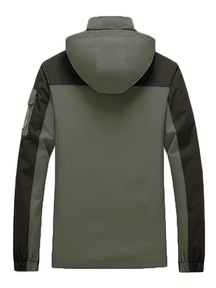 Men's Outdoor Jacket - Waterproof & Windproof - Hooded - Multi-Pocket - Full Zip