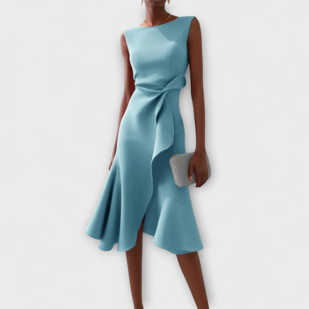 Victoria™ – Draped Asymmetrical Midi Dress