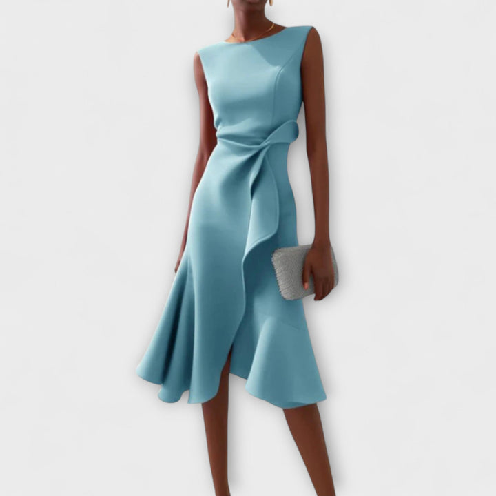 Victoria™ – Draped Asymmetrical Midi Dress