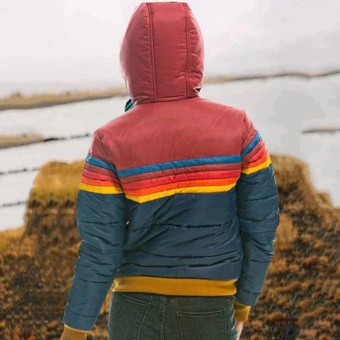Women’s Quilted Jacket – Regular Fit – Hooded – Zip Pockets – Sporty Stripe Detail