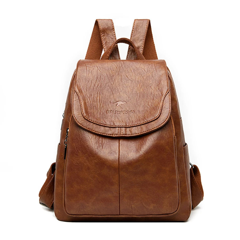 Women's Leather Backpack - Safe Stylish Organised Travel