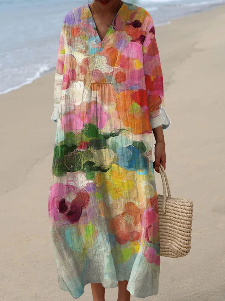 Lily | Women's Vintage Geometric Pattern Art Print Dress