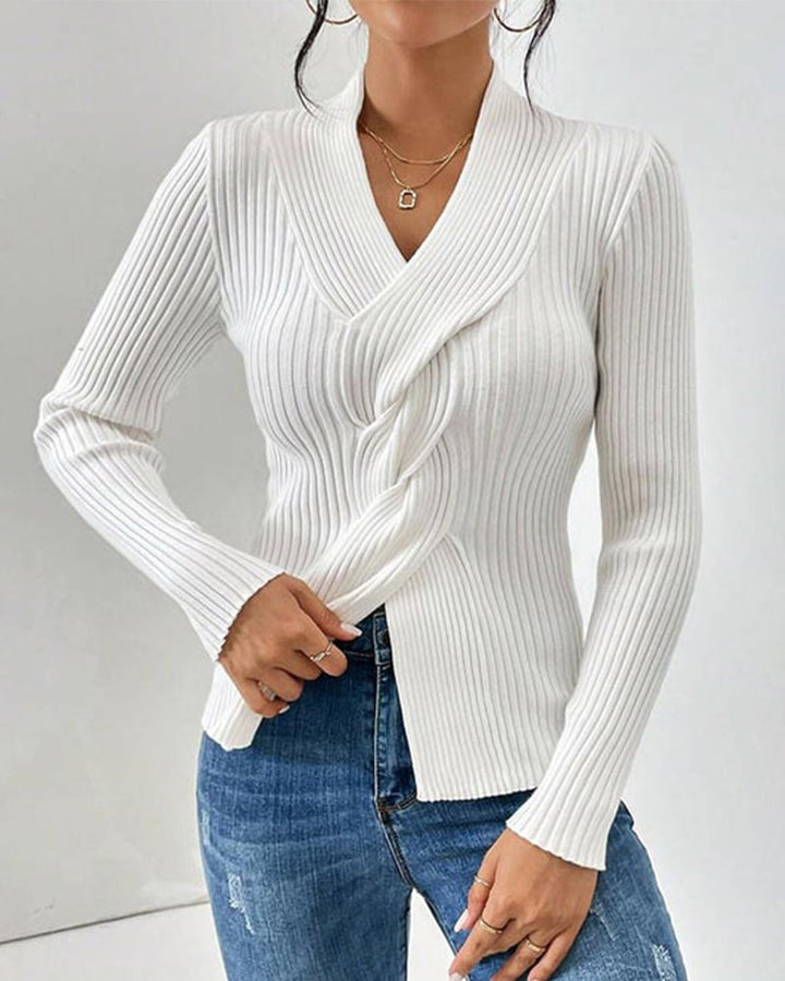 Fatima | Elegant Ribbed Wrap Sweater