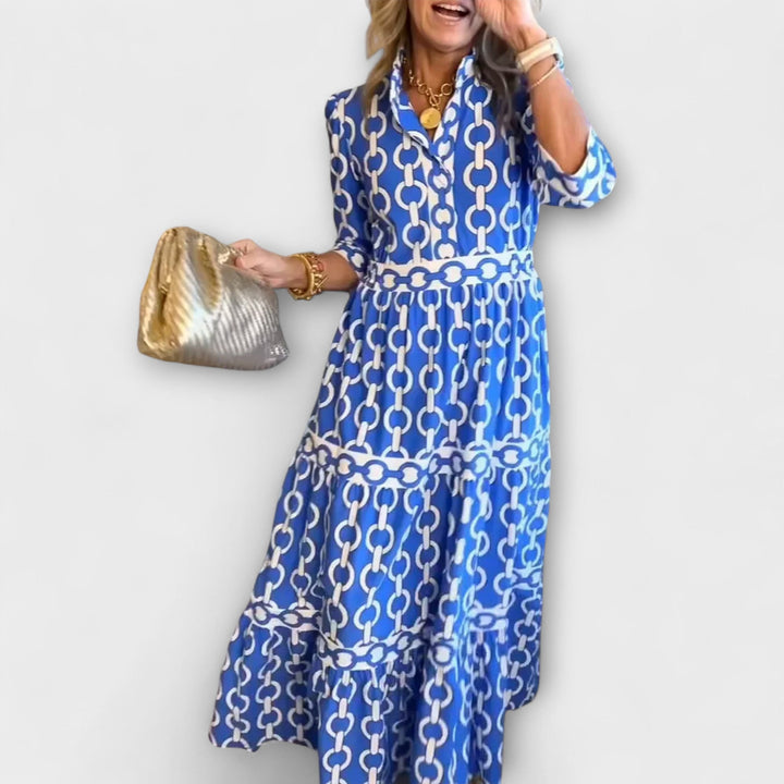 ALICE | Flowy Midi Dress with Elegant Collar