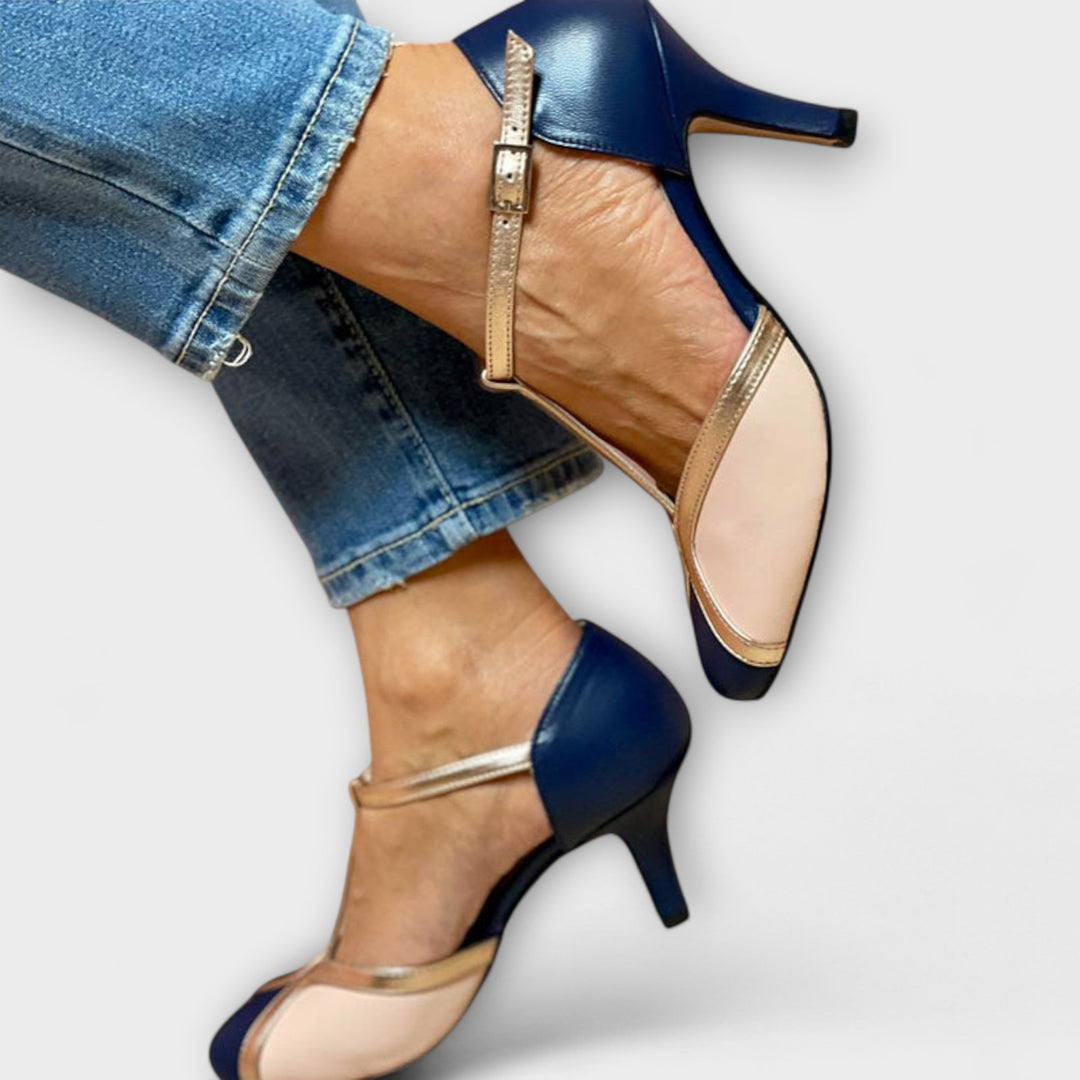 Victoria – Two-Tone T-Bar High Heels