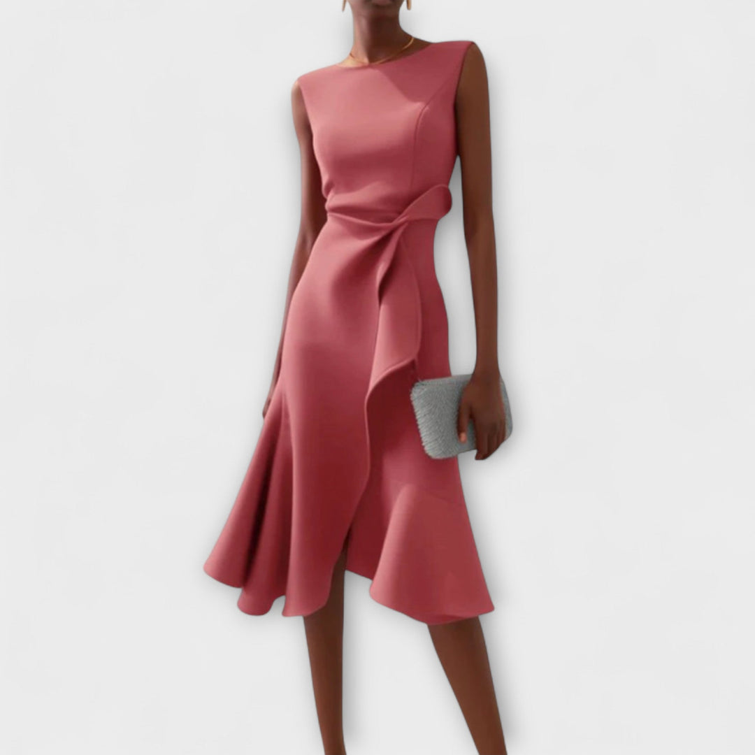 Victoria™ – Draped Asymmetrical Midi Dress