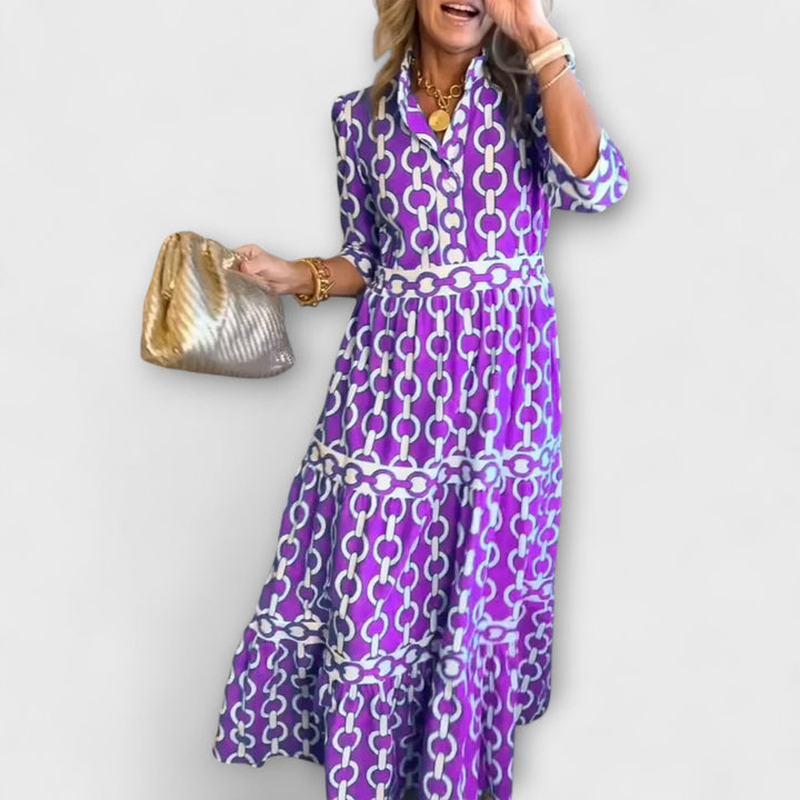 ALICE | Flowy Midi Dress with Elegant Collar