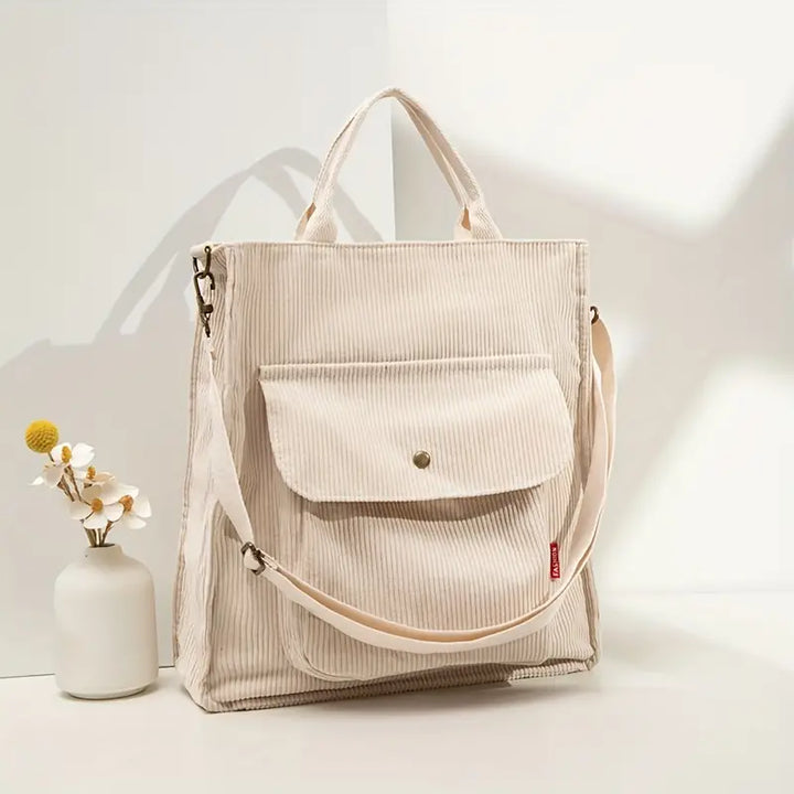 Women's Corduroy Shoulder Tote Bag - Stylish Spacious Versatile