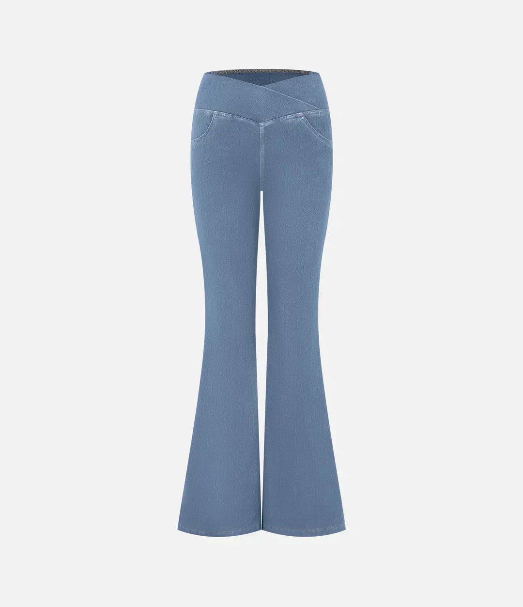 Women's elasticated flared jeans with high waist