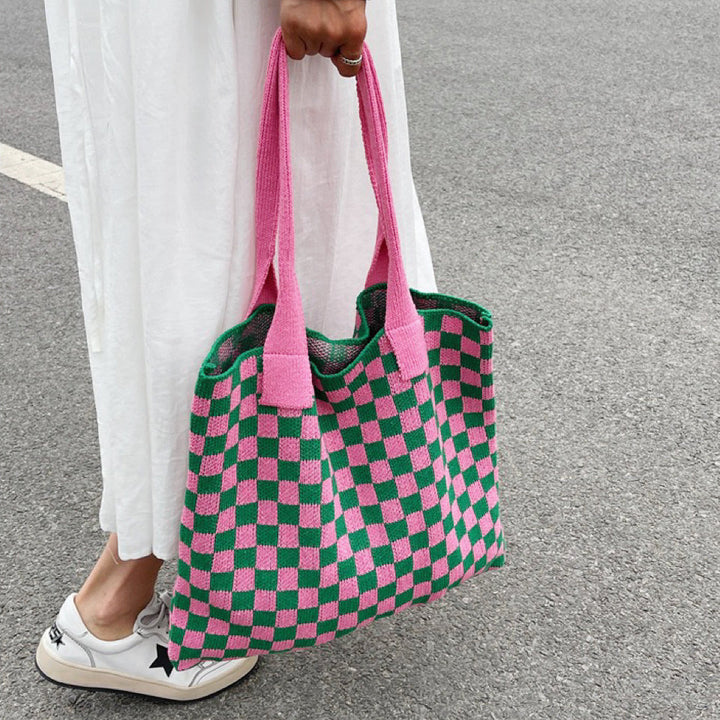 Women's Crocheted Tote Bag - Stylish Handmade Spacious Durable