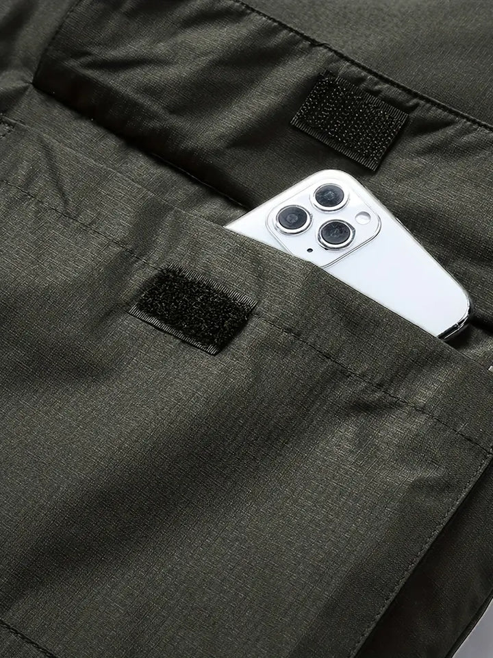 Men's Outdoor Jacket - Waterproof & Windproof - Hooded - Multi-Pocket - Full Zip