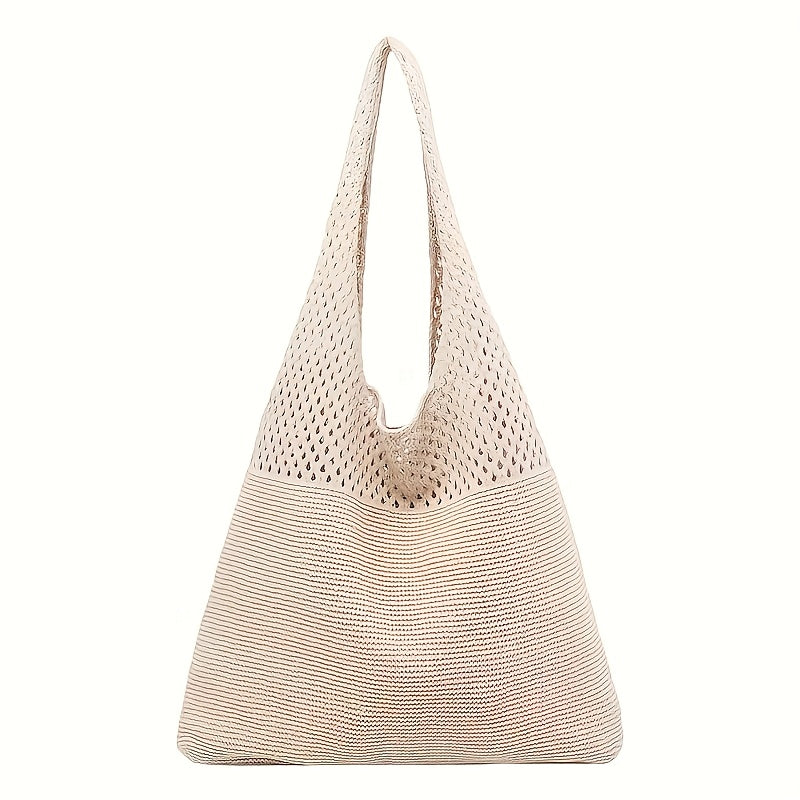 Women's Chic Boho Crocheted Beach Tote Bag - Versatile Summer Style