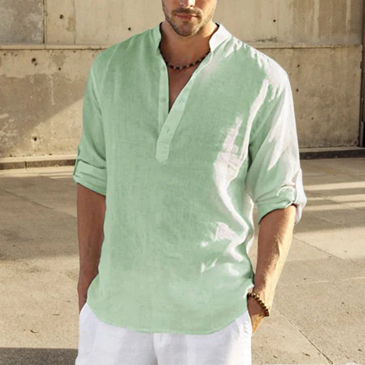 HAWTHORNE STAND-COLLAR LINEN SHIRT